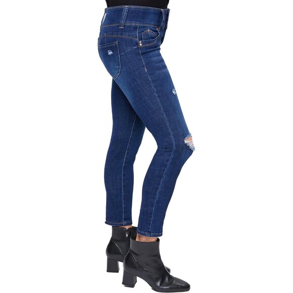 Womens Petite Sustainable Mid Rise Jeans with Curvy Fit and Stretch - Picture 2 of 5